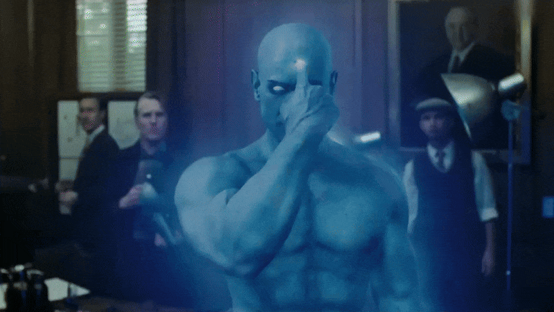 The marketing boys think Doctor Manhattan needs a new logo